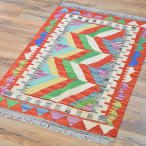 Hand-Woven Reversible Tribal Kilim Handmade Wool Rug (Size 1.11 X 2.9) Cwral-9345