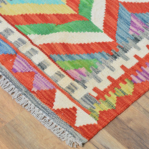 Hand-Woven Reversible Tribal Kilim Handmade Wool Rug (Size 1.11 X 2.9) Cwral-9345