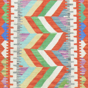 Hand-Woven Reversible Tribal Kilim Handmade Wool Rug (Size 1.11 X 2.9) Cwral-9345