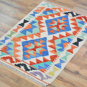 Hand-Woven Reversible Tribal Kilim Handmade Wool Rug (Size 1.11 X 2.7) Cwral-9384