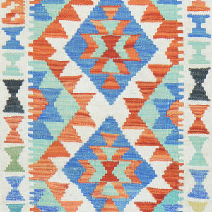 Hand-Woven Reversible Tribal Kilim Handmade Wool Rug (Size 1.11 X 2.7) Cwral-9384