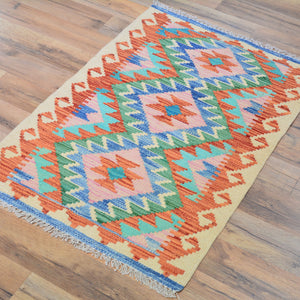 Hand-Woven Reversible Tribal Kilim Handmade Wool Rug (Size 1.11 X 2.9) Cwral-9390