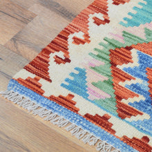 Load image into Gallery viewer, Hand-Woven Reversible Tribal Kilim Handmade Wool Rug (Size 1.11 X 2.7) Cwral-9393