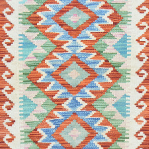 Hand-Woven Reversible Tribal Kilim Handmade Wool Rug (Size 1.11 X 2.7) Cwral-9393