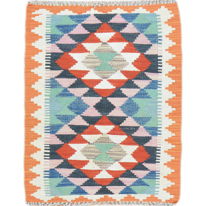 Hand-Woven Reversible Tribal Kilim Handmade Wool Rug (Size 2.1 X 3.1) Cwral-9402