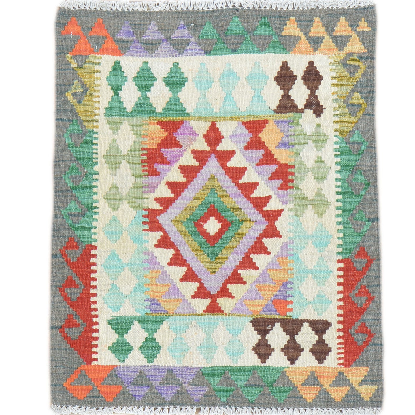 Hand-Woven Reversible Tribal Kilim Handmade Wool Rug (Size 2.1 X 2.7) Cwral-9405