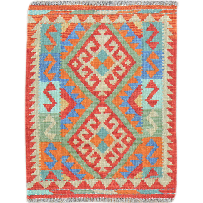 Hand-Woven Reversible Tribal Kilim Handmade Wool Rug (Size 2.0 X 2.10) Cwral-9417