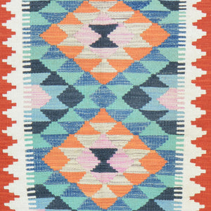 Hand-Woven Southwestern Afghan Kilim Handmade Wool Rug (Size 2.1 X 2.11) Cwral-9429