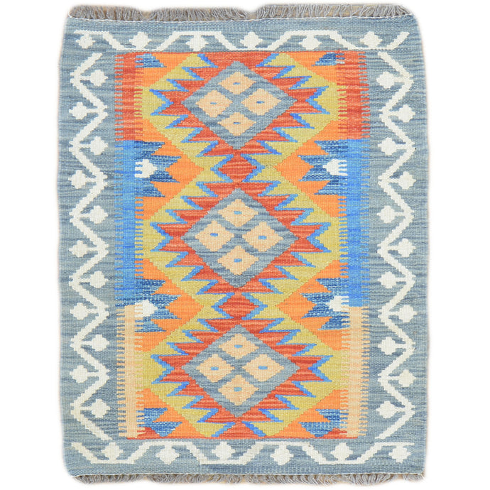 Hand-Woven Southwestern Afghan Kilim Handmade Wool Rug (Size 2.0 X 3.1) Cwral-9432