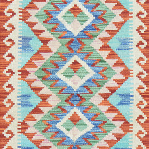 Hand-Woven Southwestern Design Kilim Handmade Wool Rug (Size 1.11 X 2.8) Cwral-9441