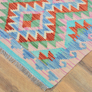 Hand-Woven Southwestern Design Kilim Handmade Wool Rug (Size 1.11 X 2.9) Cwral-9444