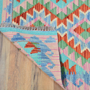 Hand-Woven Southwestern Design Kilim Handmade Wool Rug (Size 1.11 X 2.9) Cwral-9444
