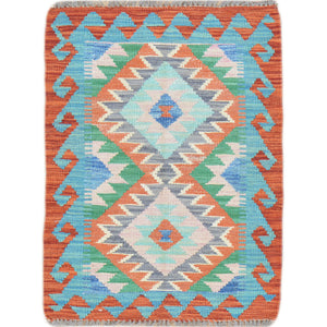 Hand-Woven Southwestern Design Kilim Handmade Wool Rug (Size 2.0 X 3.1) Cwral-9450