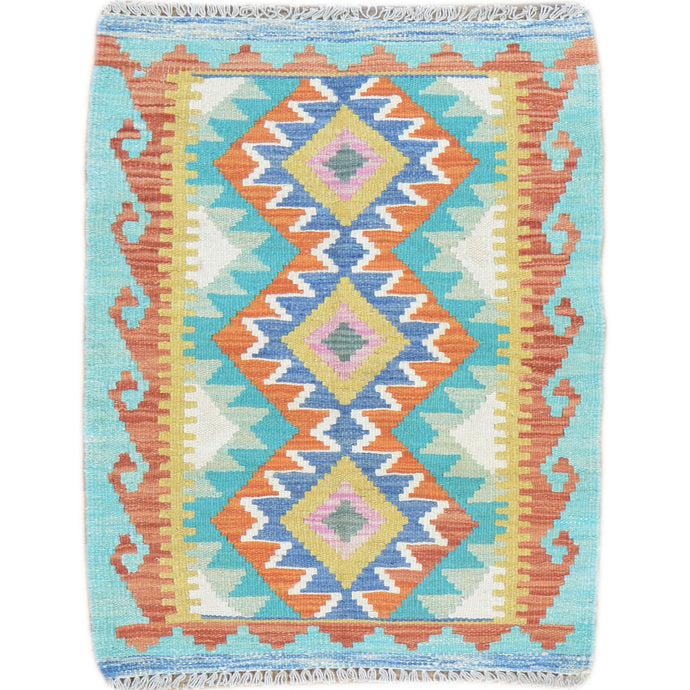 Hand-Woven Southwestern Design Kilim Handmade Wool Rug (Size 2.0 X 2.10) Cwral-9453