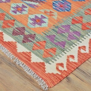 Hand-Woven Southwestern Afghan Kilim Handmade Wool Rug (Size 6.0 X 8.1) Cwral-9462
