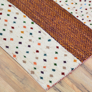 Hand-Knotted Modern Strips Gabbeh Handmade 100% Wool Rug (Size 2.7 X 11.1) Cwral-9477
