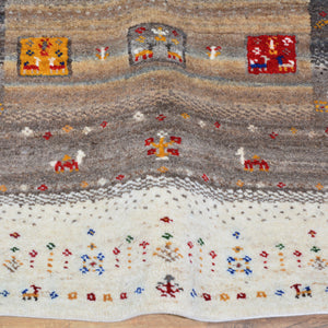 Hand-Knotted Modern Kashkuli Gabbeh Handmade 100% Wool Rug (Size 2.9 X 11.2) Cwral-9483