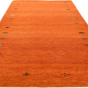 Hand-Knotted Orange Modern Gabbeh Handmade 100% Wool Rug (Size 2.8 X 10.1) Cwral-9498