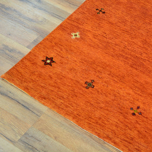 Hand-Knotted Orange Modern Gabbeh Handmade 100% Wool Rug (Size 2.8 X 10.1) Cwral-9498