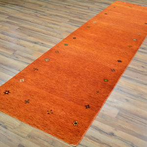 Hand-Knotted Orange Modern Gabbeh Handmade 100% Wool Rug (Size 2.8 X 10.1) Cwral-9498