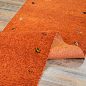 Hand-Knotted Orange Modern Gabbeh Handmade 100% Wool Rug (Size 2.6 X 8.2) Cwral-9501