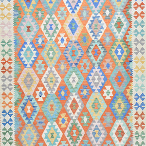 Hand-Woven Afghan Momana Reversible Kilim 100% Wool Rug (Size 6.6 X 9.2) Cwral-9516