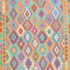Hand-Woven Afghan Momana Reversible Kilim 100% Wool Rug (Size 6.9 X 9.6) Cwral-9522