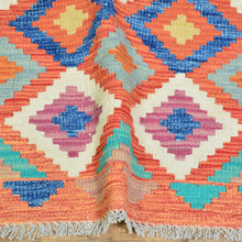 Load image into Gallery viewer, Hand-Woven Flatweave Geometric Design Kilim Handmade 100% Wool (Size 2.9 X 15.9) Cwral-9549
