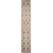 Load image into Gallery viewer, Hand-Woven Flatweave Geometric Design Kilim Handmade Wool (Size 2.10 X 15.10) Cwral-9558