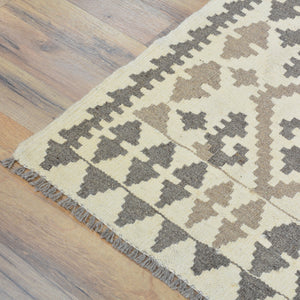 Hand-Woven Flatweave Geometric Design Kilim Handmade Wool (Size 2.6 X 9.5) Cwral-9564