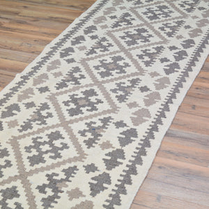 Hand-Woven Flatweave Geometric Design Kilim Handmade Wool (Size 2.6 X 9.5) Cwral-9564