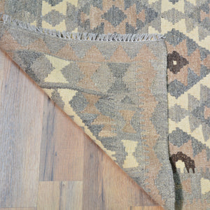 Hand-Woven Flatweave Geometric Design Kilim Handmade Wool (Size 2.8 X 9.8) Cwral-9567