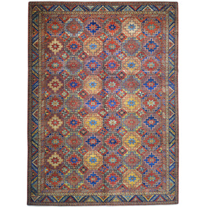 Hand-Knotted Oriental Afghan Tribal Handmade Wool Rug (Size 10.1 X 13.4) Cwral-9594