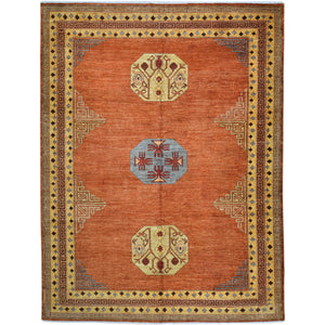 Hand-Knotted Afghan Tribal Khotan Design Wool Rug (Size 8.11 X 11.6) Cwral-9600