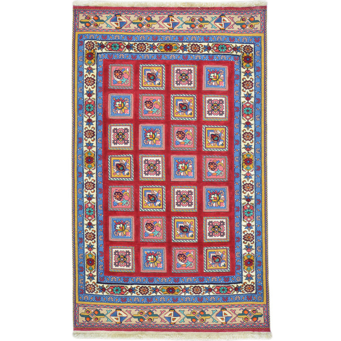 Afghan Tribal Hand-Knotted Sumack Wool Rug (Size 3.8 X 6.0) Cwral-9633