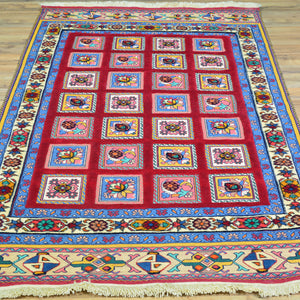 Afghan Tribal Hand-Knotted Sumack Wool Rug (Size 3.8 X 6.0) Cwral-9633