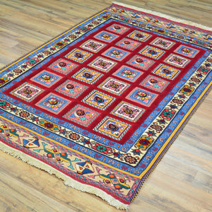 Afghan Tribal Hand-Knotted Sumack Wool Rug (Size 3.8 X 6.0) Cwral-9633