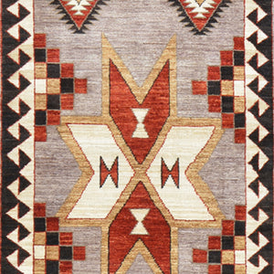 Hand-Knotted Southwestern Design Handmade Wool Rug (Size 2.7 X 11.7) Cwral-9648