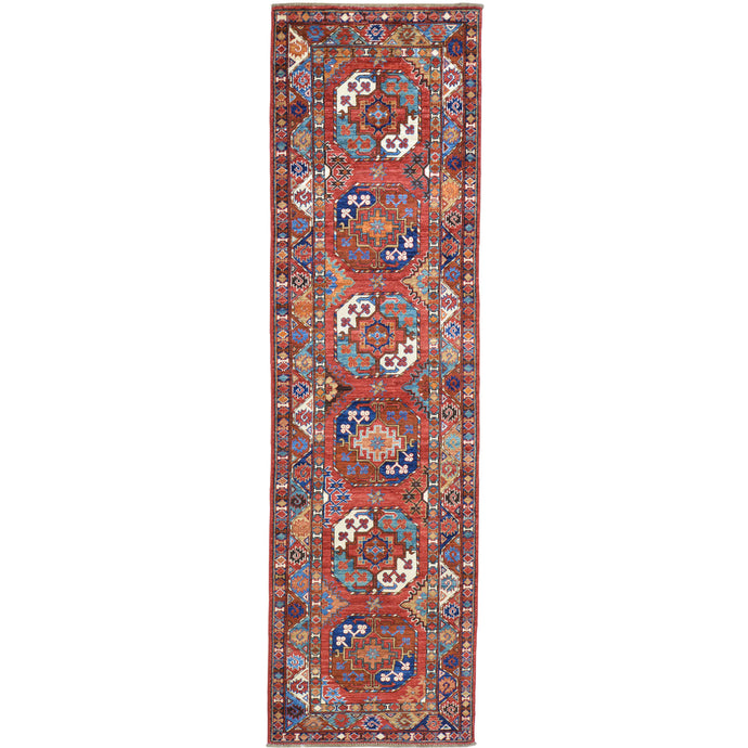 Hand-Knotted Tribal Afghan Ersari Wool Handmade Rug (Size 2.8 X 9.3) Cwral-9675