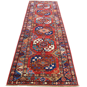 Hand-Knotted Tribal Afghan Ersari Wool Handmade Rug (Size 2.8 X 9.3) Cwral-9675