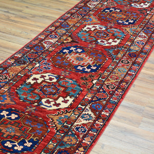 Hand-Knotted Tribal Afghan Ersari Wool Handmade Rug (Size 2.8 X 9.3) Cwral-9675