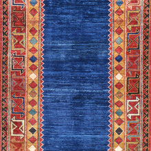 Load image into Gallery viewer, Hand-Knotted Blue Caucasian Kazak Design 100% Wool Rug (Size 2.11 X 12.2) Cwral-9687