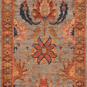 Hand-Knotted Oriental Afghan Chobi Oushak Design 100% Wool Rug (Size 3.0 X 9.7) Cwral-9696