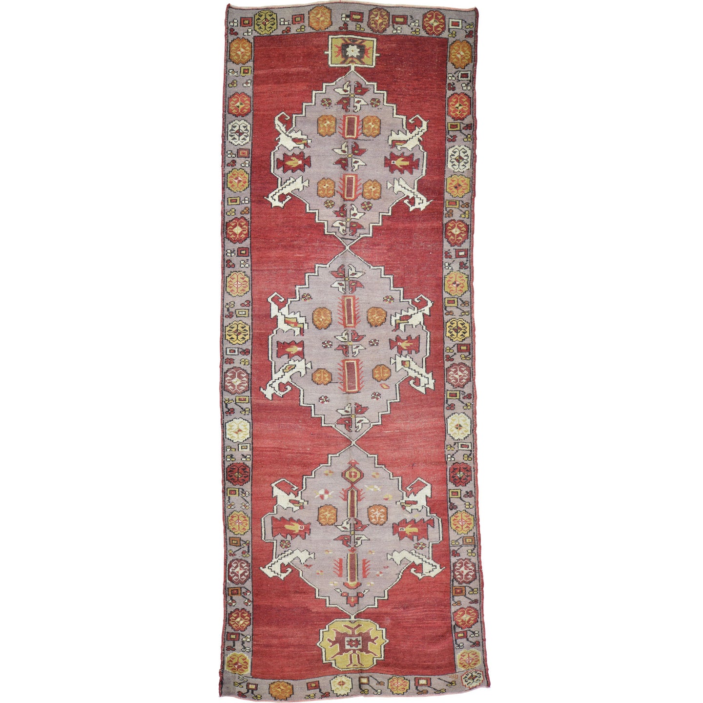 Hand-Knotted Oriental Vintage Turkish Konya Handmade Wool Rug (Size 4.7 X 11.5) Cwral-9753