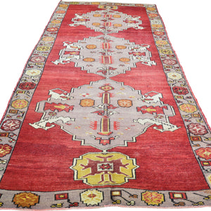 Hand-Knotted Oriental Vintage Turkish Konya Handmade Wool Rug (Size 4.7 X 11.5) Cwral-9753