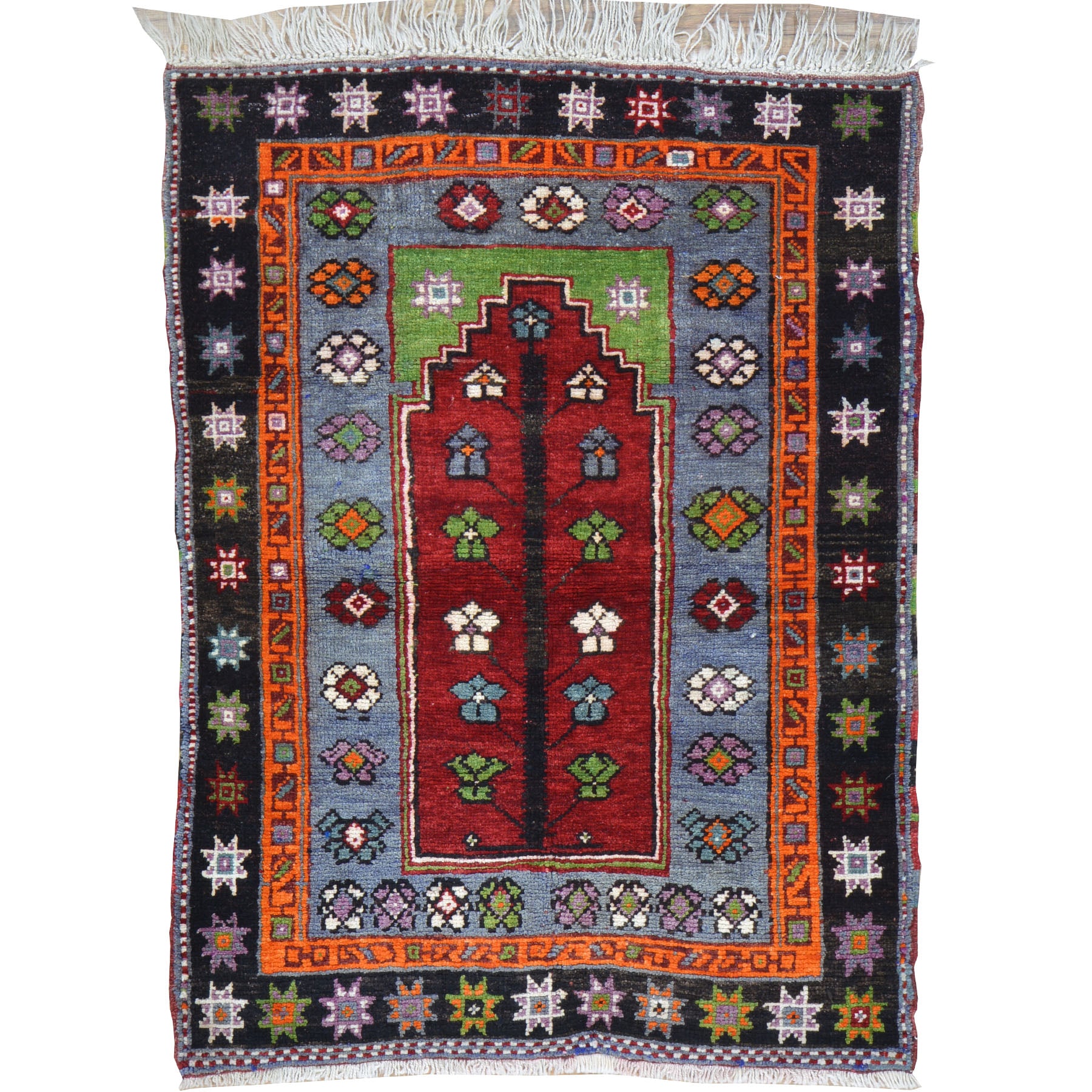 Hand-Knotted Oriental Vintage Turkish Bursa Handmade Wool