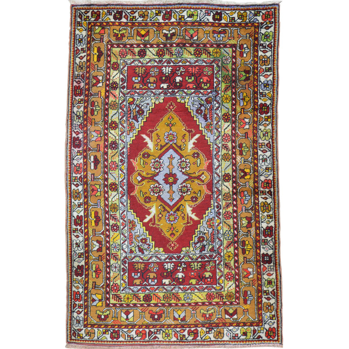 Hand-Knotted Oriental Vintage Turkish Kirsehir Handmade Wool Rug (Size 3.6 X 5.5) Cwral-9774
