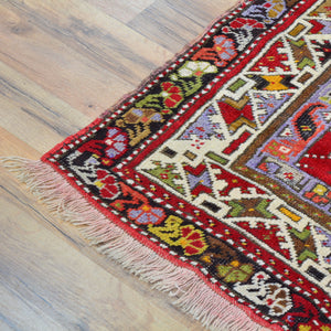 Hand-Knotted Oriental Vintage Turkish Kirsehir Handmade Wool Prayer Rug (Size 2.11 X 5.0) Cwral-9780