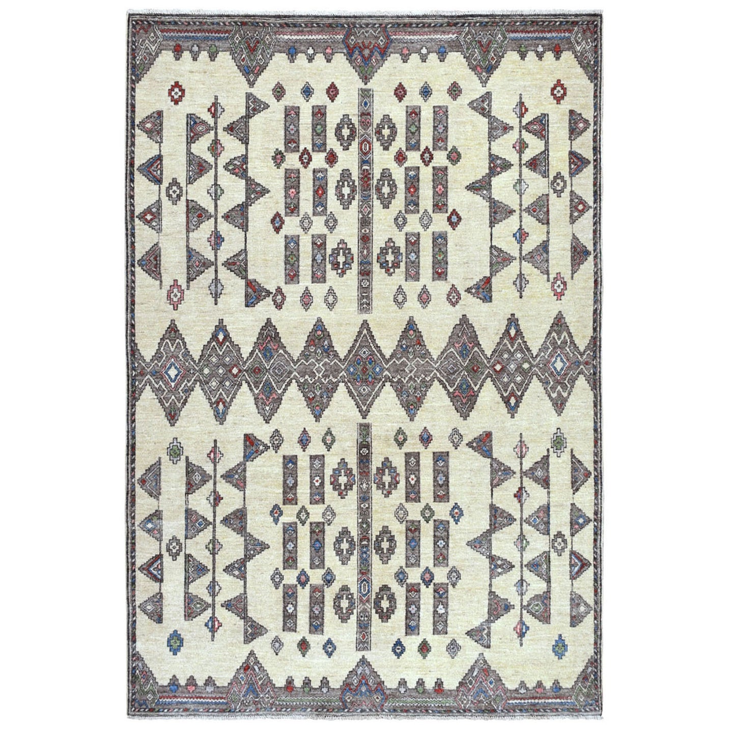 Hand-Knotted Southwestern Style Handmade Wool Rug (Size 6.0 X 9.0) Cwral-9798