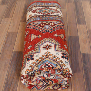 Hand-Knotted Caucasian Design Kazak Wool Handmade Rug (Size 6.0 X 8.9) Cwral-9801